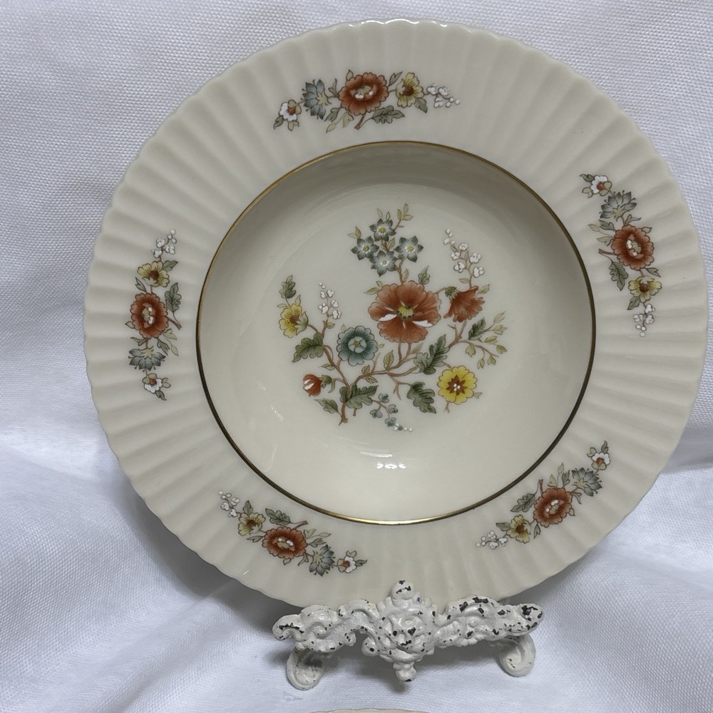 LENOX CHINA TEMPLE BLOSSOM RIMMED SOUP BOWL SET OF 4